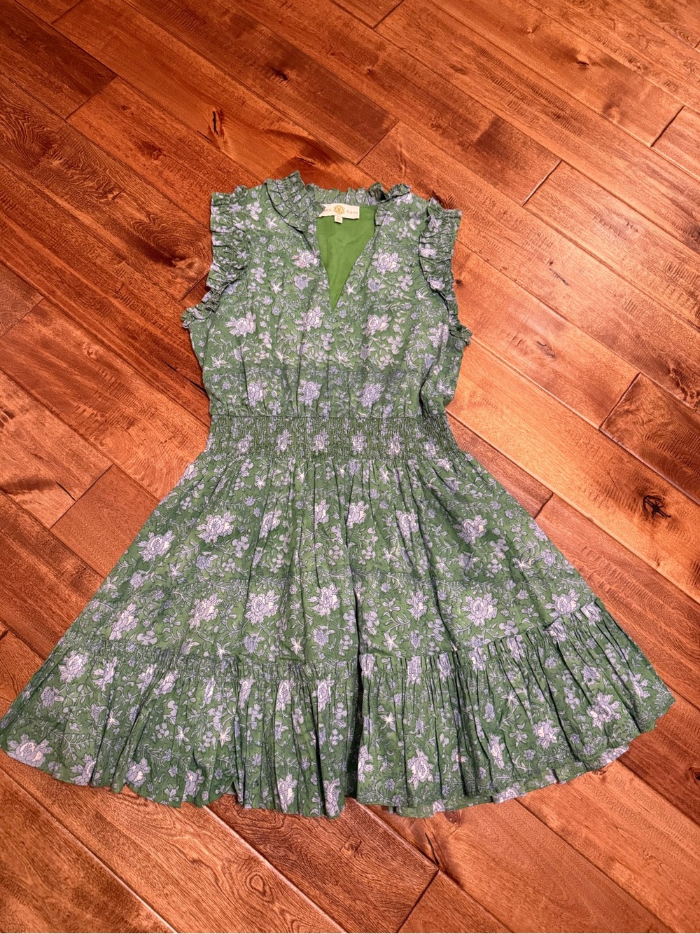 Anna Cate green blue floral dress women’s small
